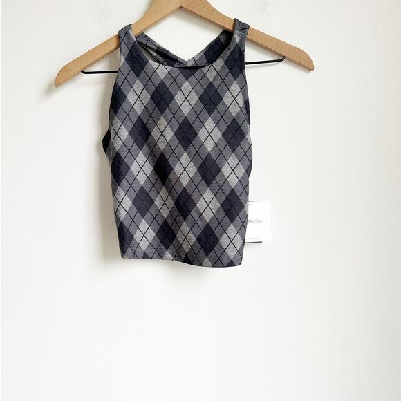 NWT Beyond Argyle SoftMark Refocus Cropped Tank XS Black Gray - Picture 2 of 4